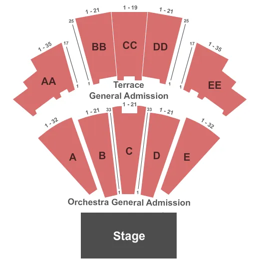  GENERAL ADMISSION FULL Seating Map Seating Chart