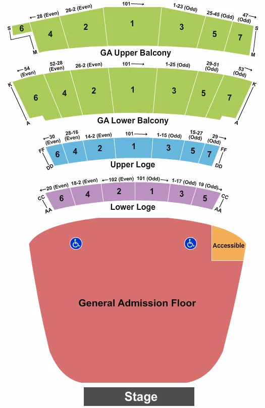 ENDSTAGE GA FLR GA BALC Seating Map Seating Chart