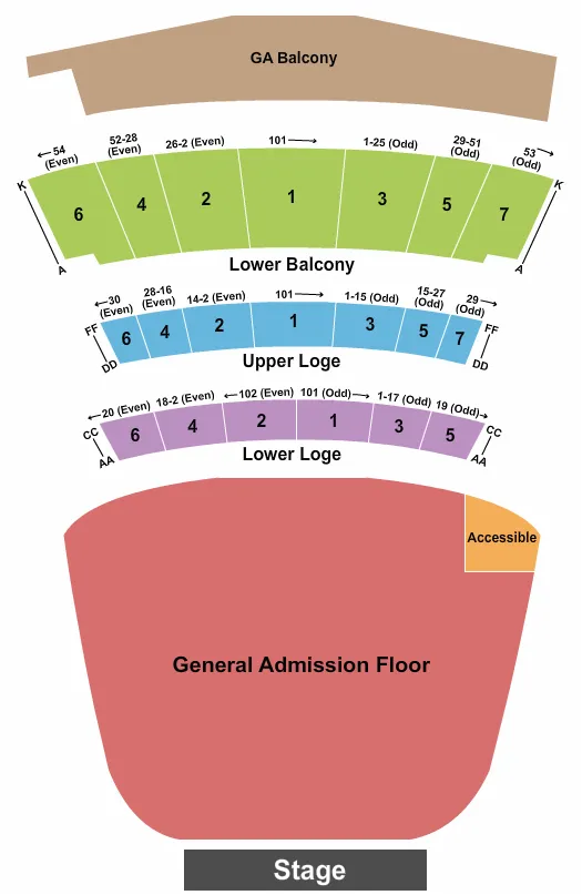  ENDSTAGE GA FLOOR GA BALC 3 Seating Map Seating Chart