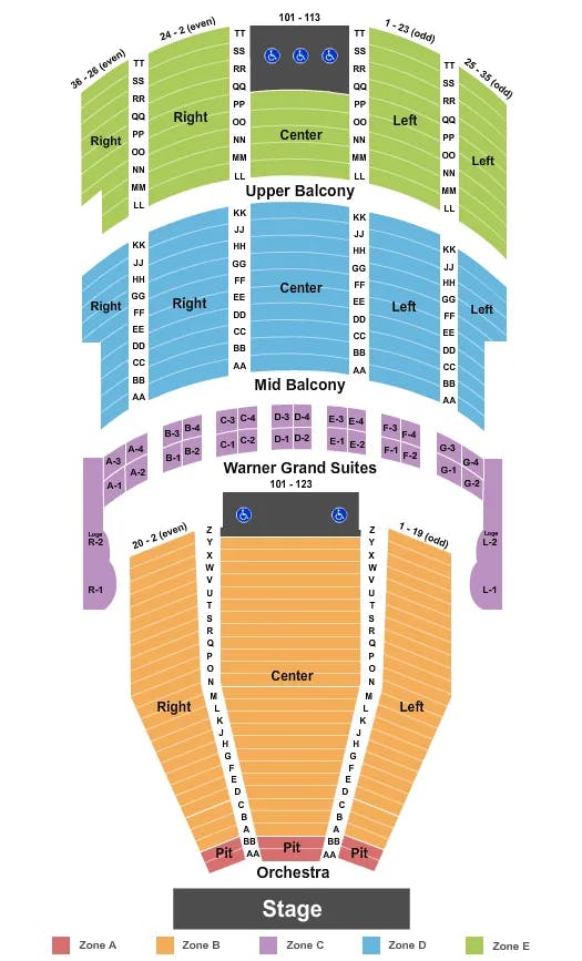 WARNER THEATRE DC END STAGE Seating Map Seating Chart