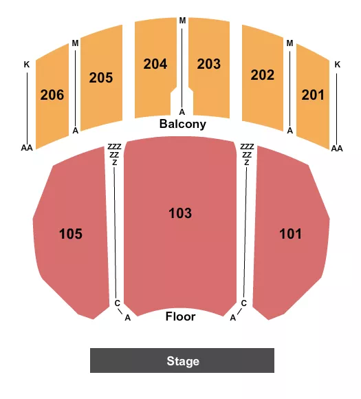 WARNER THEATRE PA ENDSTAGE NO PIT Seating Map Seating Chart
