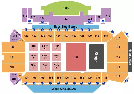 WASHINGTON GRIZZLY STADIUM TYLER CHILDERS Seating Map Seating Chart