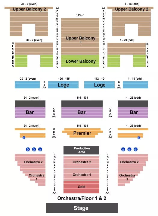  ENDSTAGE GOLD FLR ORCH 12 PREM BAR Seating Map Seating Chart