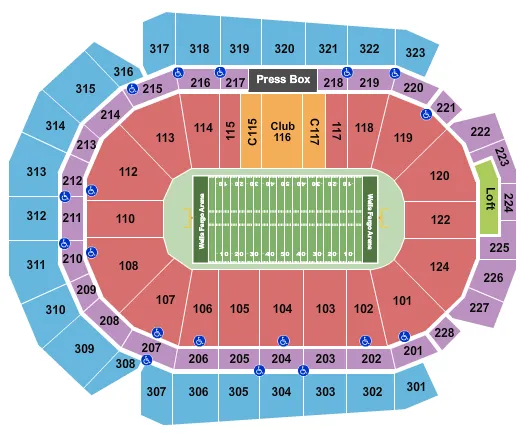 WELLS FARGO ARENA IA FOOTBALL Seating Map Seating Chart