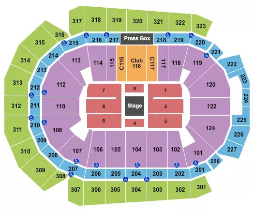 WELLS FARGO ARENA IA CENTER STAGE 2 Seating Map Seating Chart