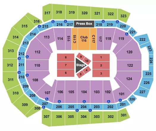 WELLS FARGO ARENA IA CENTER STAGE Seating Map Seating Chart