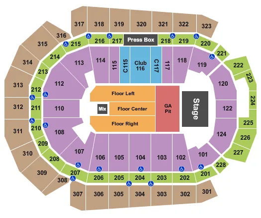 WELLS FARGO ARENA IA CHRIS YOUNG Seating Map Seating Chart
