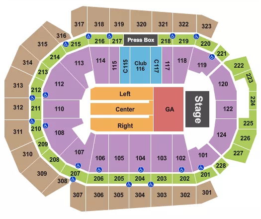 WELLS FARGO ARENA IA ENDSTAGE GA PIT Seating Map Seating Chart