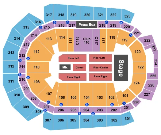 WELLS FARGO ARENA IA END STAGE Seating Map Seating Chart