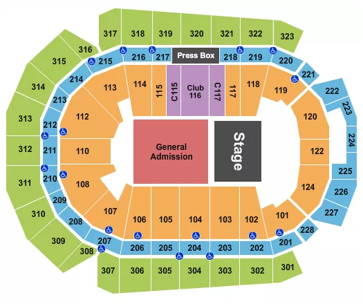 WELLS FARGO ARENA IA HALF HOUSE GA Seating Map Seating Chart