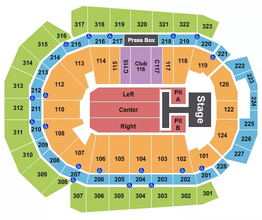 WELLS FARGO ARENA IA OLD DOMINION Seating Map Seating Chart