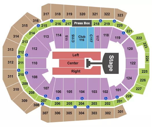 WELLS FARGO ARENA IA PINK 2024 Seating Map Seating Chart
