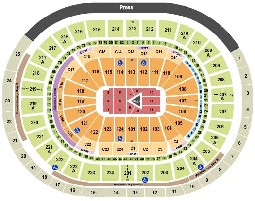 WELLS FARGO CENTER PA CENTER STAGE 2 Seating Map Seating Chart