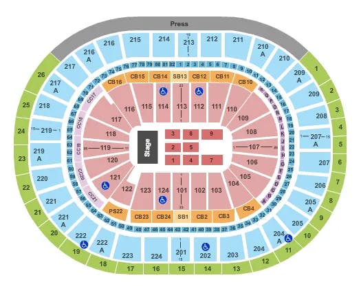WELLS FARGO CENTER PA END STAGE 3 Seating Map Seating Chart