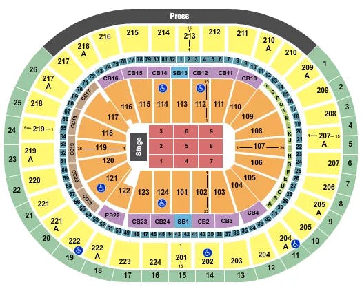 WELLS FARGO CENTER PA END STAGE 4 Seating Map Seating Chart