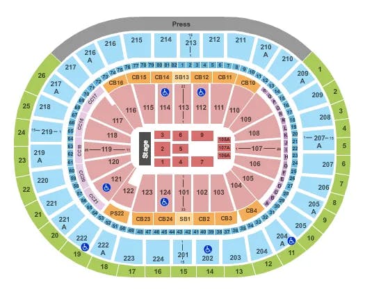 WELLS FARGO CENTER PA END STAGE 2 Seating Map Seating Chart