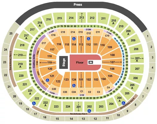 WELLS FARGO CENTER PA ENDSTAGE GA FLOOR 2 Seating Map Seating Chart