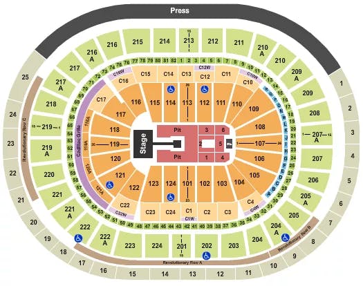 WELLS FARGO CENTER PA ENDSTAGE PIT Seating Map Seating Chart