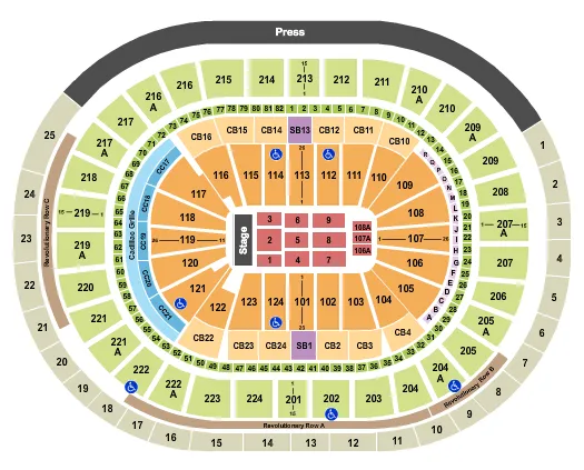 WELLS FARGO CENTER PA END STAGE Seating Map Seating Chart