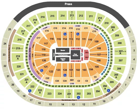 WELLS FARGO CENTER PA GOLD OVER AMERICA Seating Map Seating Chart
