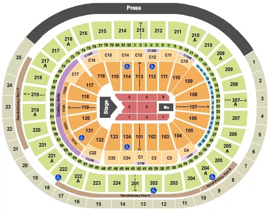 WELLS FARGO CENTER PA JELLY ROLL Seating Map Seating Chart