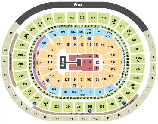 WELLS FARGO CENTER PA KIRK FRANKLIN Seating Map Seating Chart