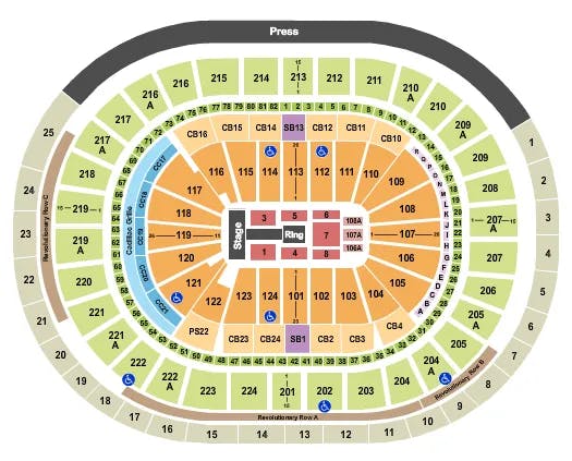 WELLS FARGO CENTER PA WWE Seating Map Seating Chart