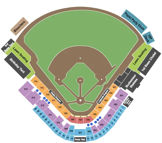 LEGENDS FIELD KY BASEBALL Seating Map Seating Chart