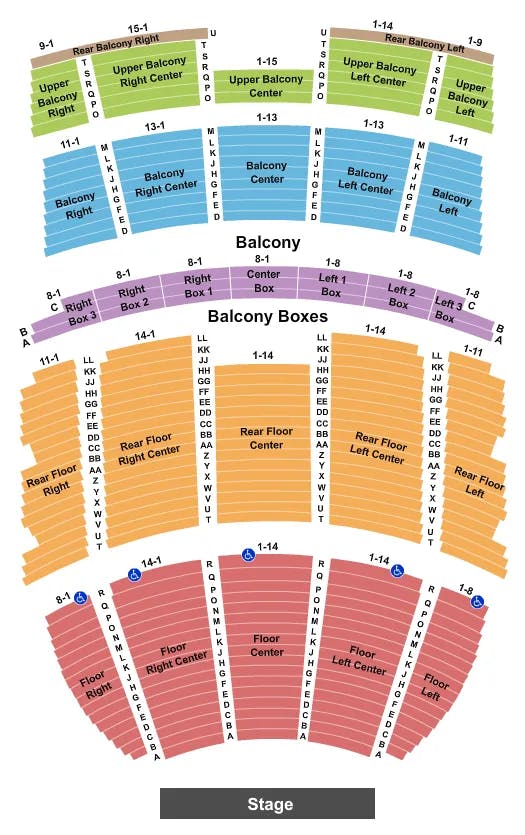  END STAGE NO PIT Seating Map Seating Chart