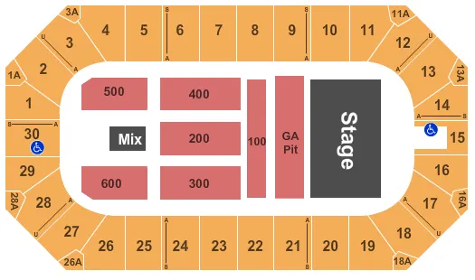  END STAGE PIT Seating Map Seating Chart