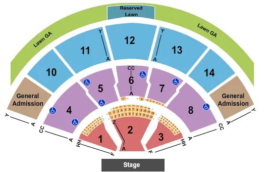 XFINITY CENTER MA ENDSTAGE OPEN AIR GA 2 Seating Map Seating Chart