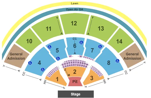 XFINITY CENTER MA ENDSTAGE PIT RESERVED AND GA Seating Map Seating Chart