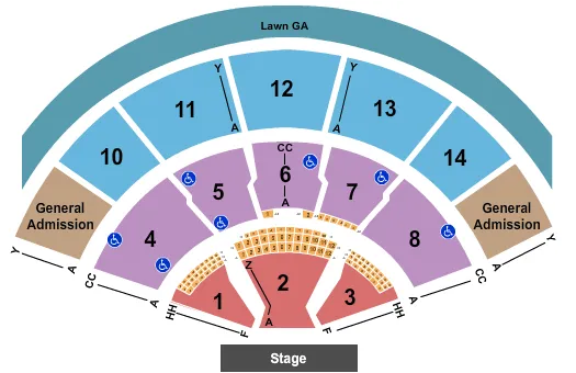 XFINITY CENTER MA ENDSTAGE OPEN AIR GA Seating Map Seating Chart