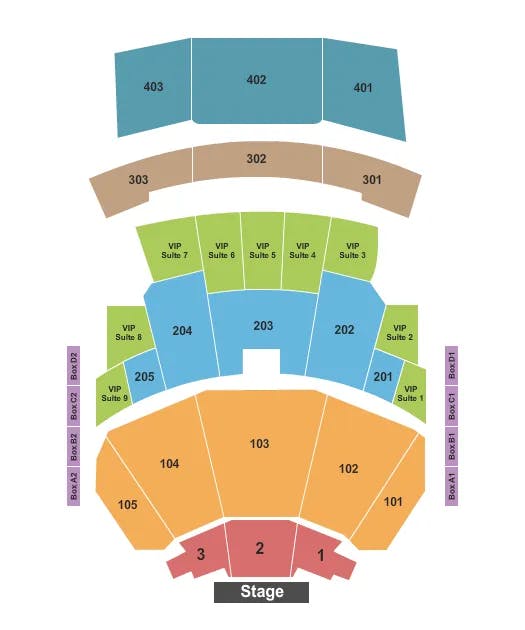 YAAMAVA THEATER AT YAAMAVA RESORT CASINO END STAGE Seating Map Seating Chart