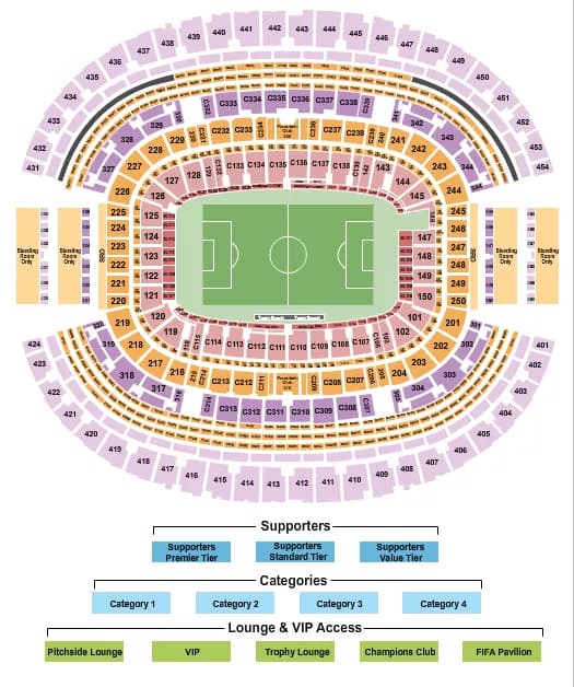 ATT STADIUM SOCCER RW WORLD CUP Seating Map Seating Chart