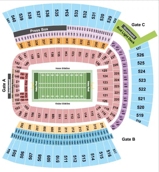 FOOTBALL NO VFS Seating Map Seating Chart