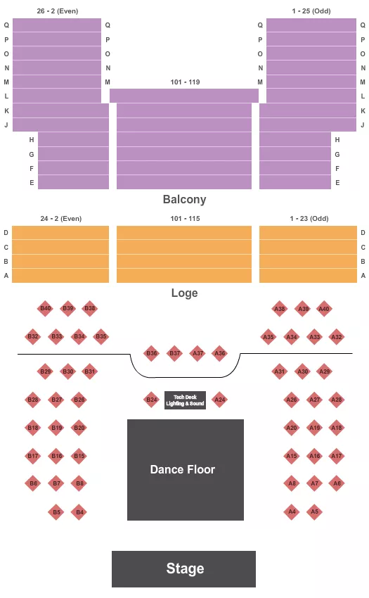 ADMIRAL THEATRE BREMERTON ENDSTAGE DANCE PARTY Seating Map Seating Chart