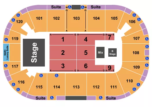 ENDSTAGE WITH B STAGE Seating Map Seating Chart
