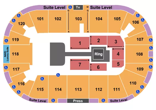 WRESTLING AEW Seating Map Seating Chart