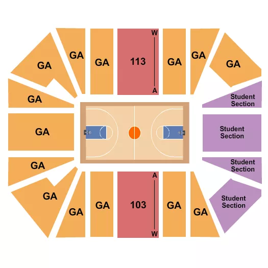 ALABAMA AM EVENTS CENTER BASKETBALL Seating Map Seating Chart