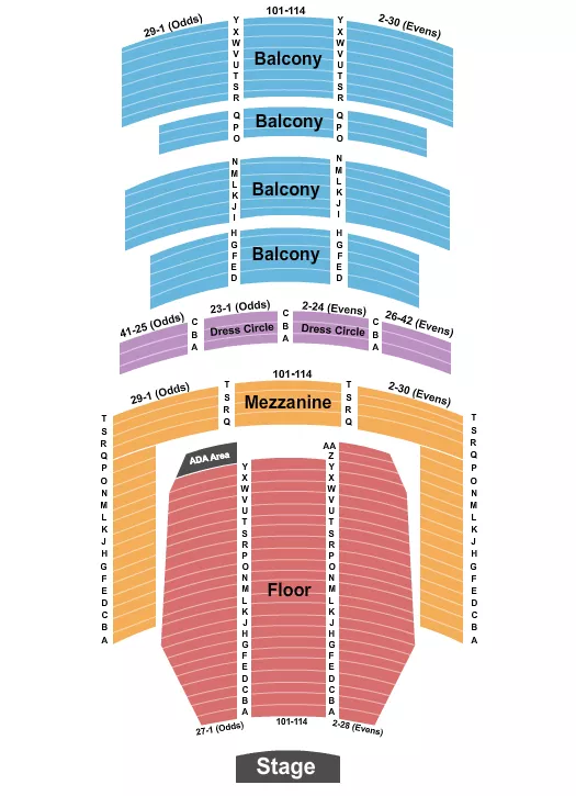 ALABAMA THEATRE BIRMINGHAM ENDSTAGE FLOOR Seating Map Seating Chart