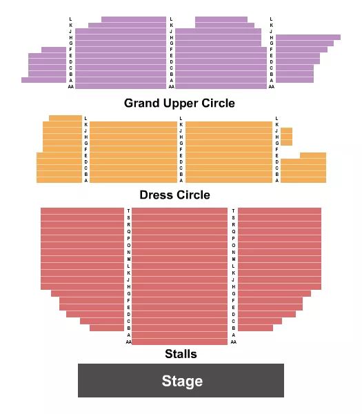 ALEXANDRA THEATRE BIRMINGHAM END STAGE Seating Map Seating Chart