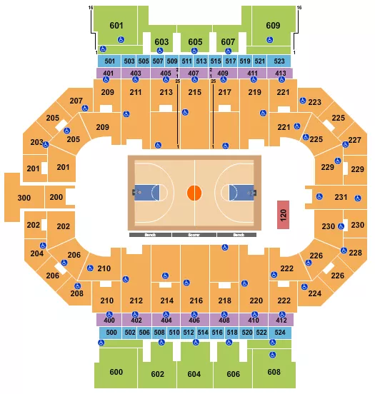 BASKETBALL NCAA Seating Map Seating Chart