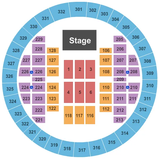 ALLIANT ENERGY CENTER VETERANS MEMORIAL COLISEUM END STAGE Seating Map Seating Chart