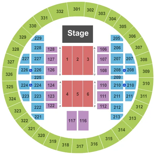 ALLIANT ENERGY CENTER VETERANS MEMORIAL COLISEUM ENDSTAGE 2 Seating Map Seating Chart