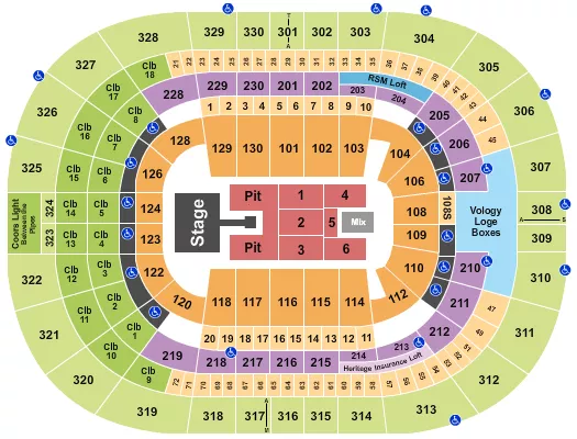 ENDSTAGE PIT W CATWALK Seating Map Seating Chart