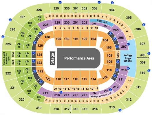 PERFORMANCE AREA Seating Map Seating Chart