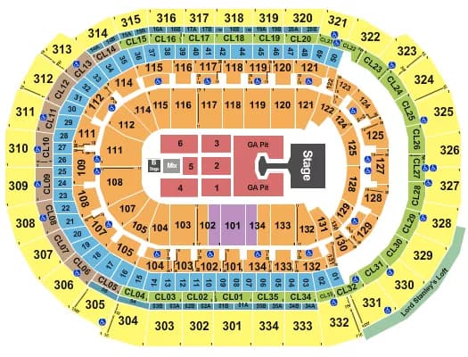 DISTURBED Seating Map Seating Chart