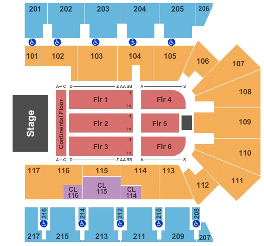 ENDSTAGE CONT FLOOR Seating Map Seating Chart