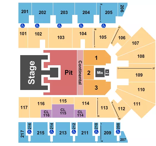 BAILEY ZIMMERMAN Seating Map Seating Chart